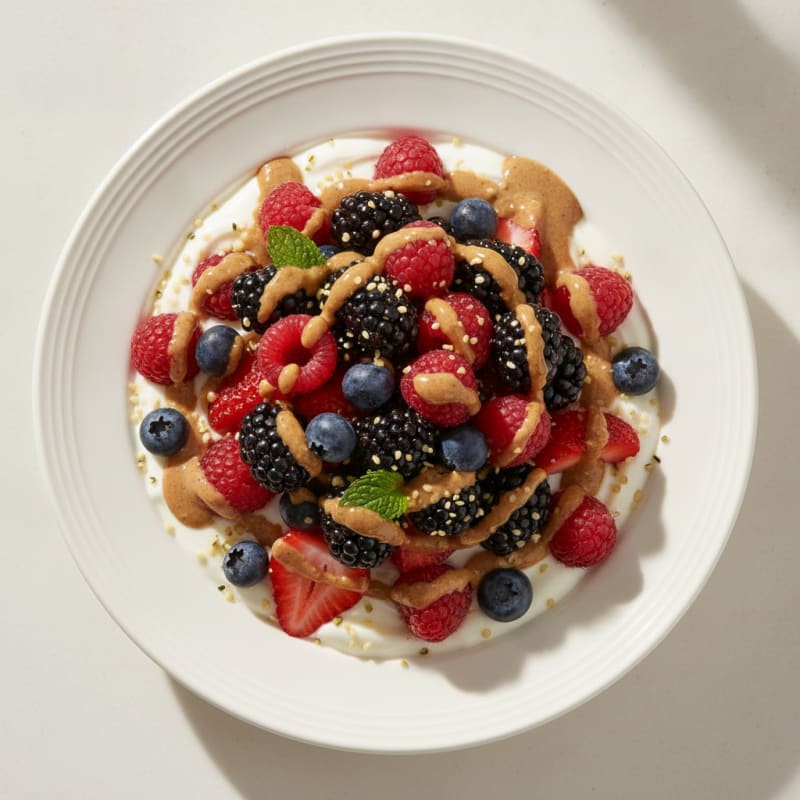 Greek Yogurt Bowl with Mixed Berries and Almond Butter