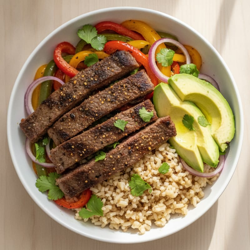 Carne Asada Rice Bowl with Avocado