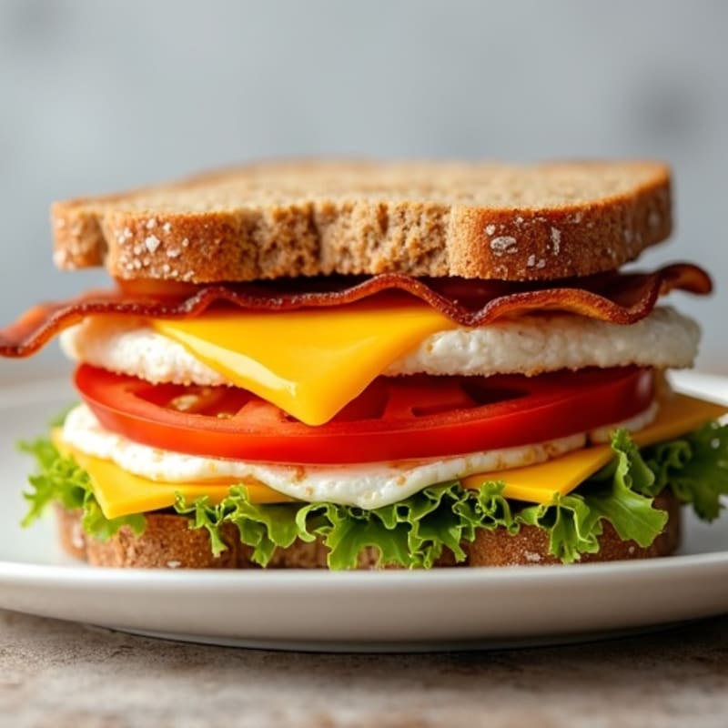 Crispy Turkey Bacon, Fresh Lettuce, and Ripe Tomato Whole Wheat Sandwich