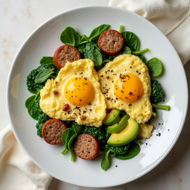 Egg White and Turkey Sausage Scramble with Spinach