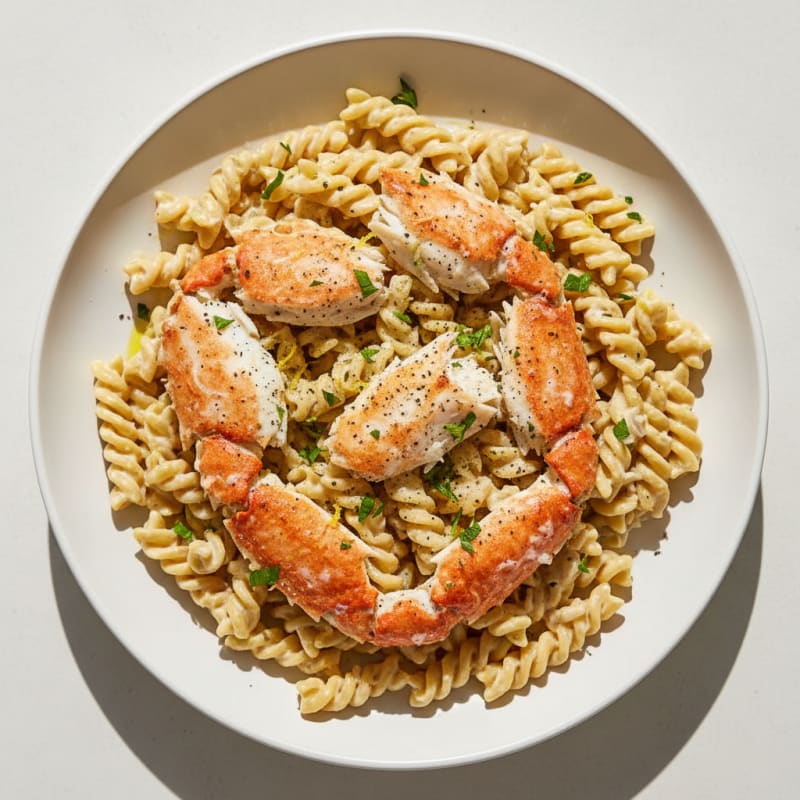 Creamy Garlic Crab Alfredo Pasta