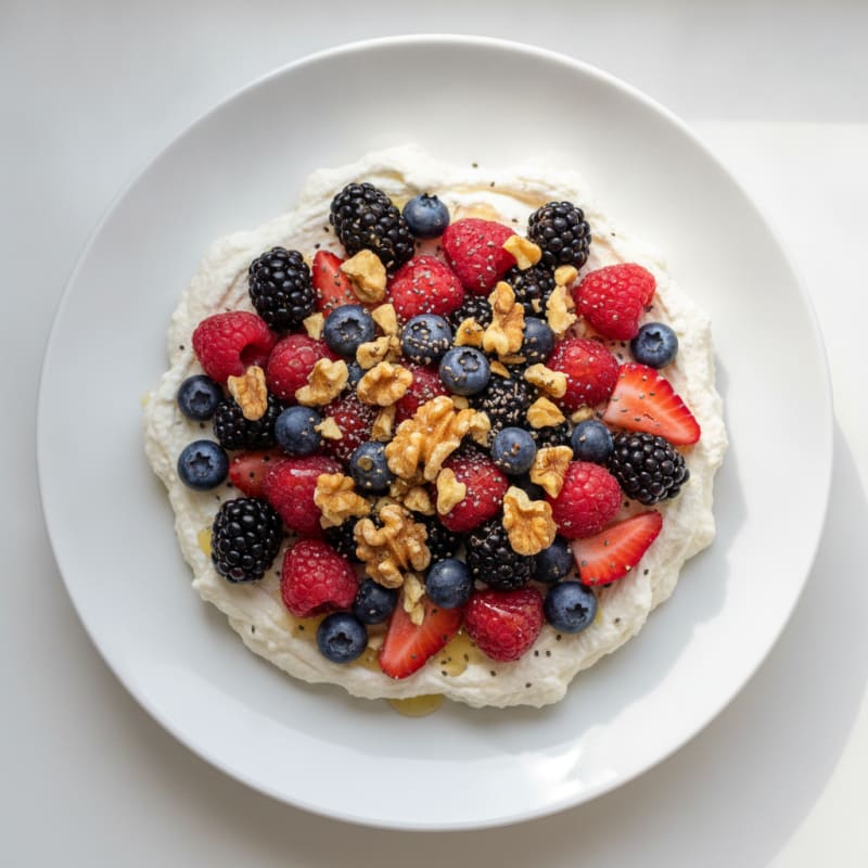 Greek Yogurt Protein Mousse with Mixed Berries