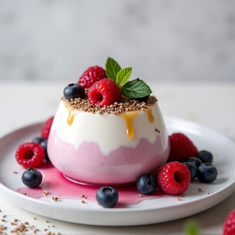 Greek Yogurt Protein Pudding with Mixed Berries
