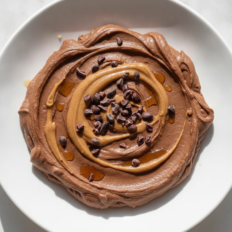 Chocolate Protein Mousse with Almond Butter Swirl