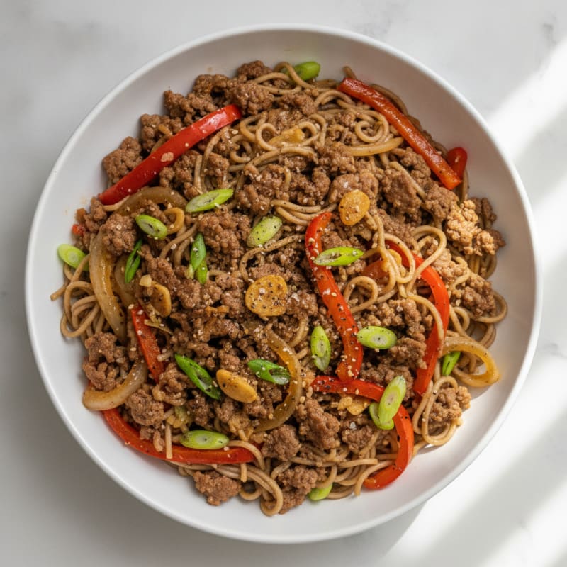 Savory Ground Beef and Noodle Skillet