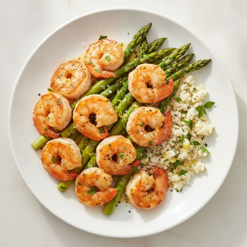 Lemon-Herb Shrimp with Roasted Asparagus and Cauliflower Rice