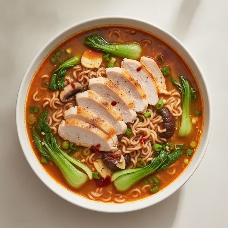 Sriracha Chicken Ramen Soup