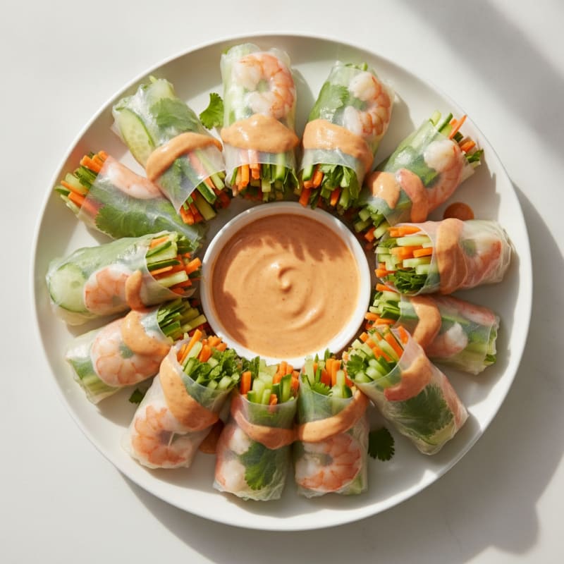Shrimp Rice Paper Rolls with Savory Sweet Chili Sauce