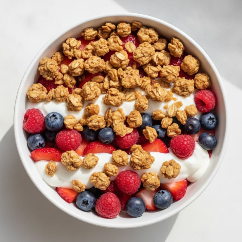 Creamy Greek Yogurt Parfait with Mixed Berries and Protein Granola