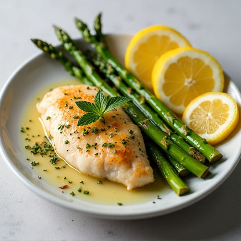 Lemon Garlic Chicken Breast with Roasted Asparagus