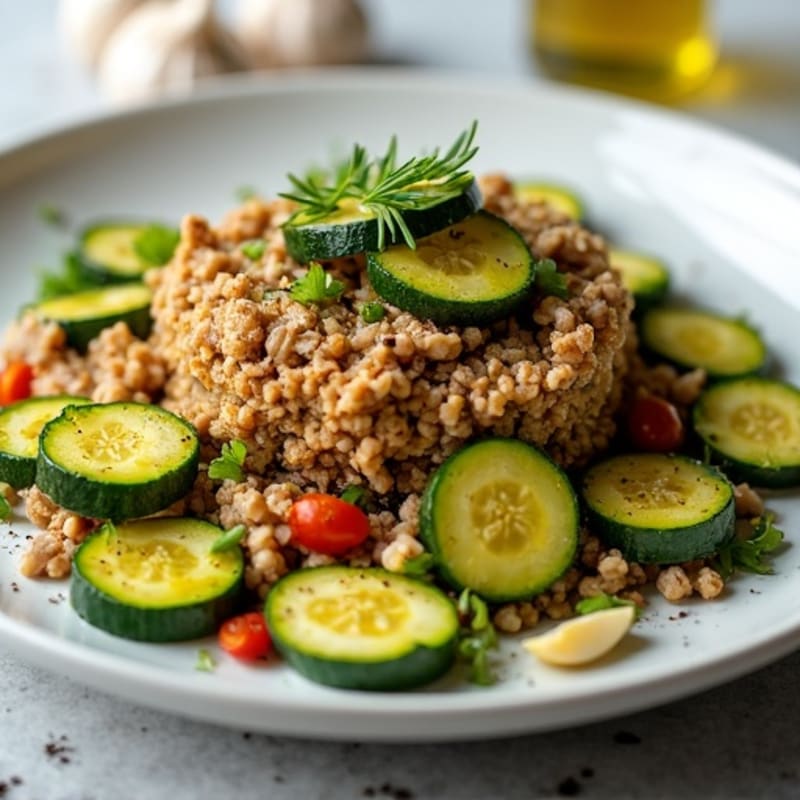 Lean Ground Turkey Skillet with Sautéed Zucchini and Garlic