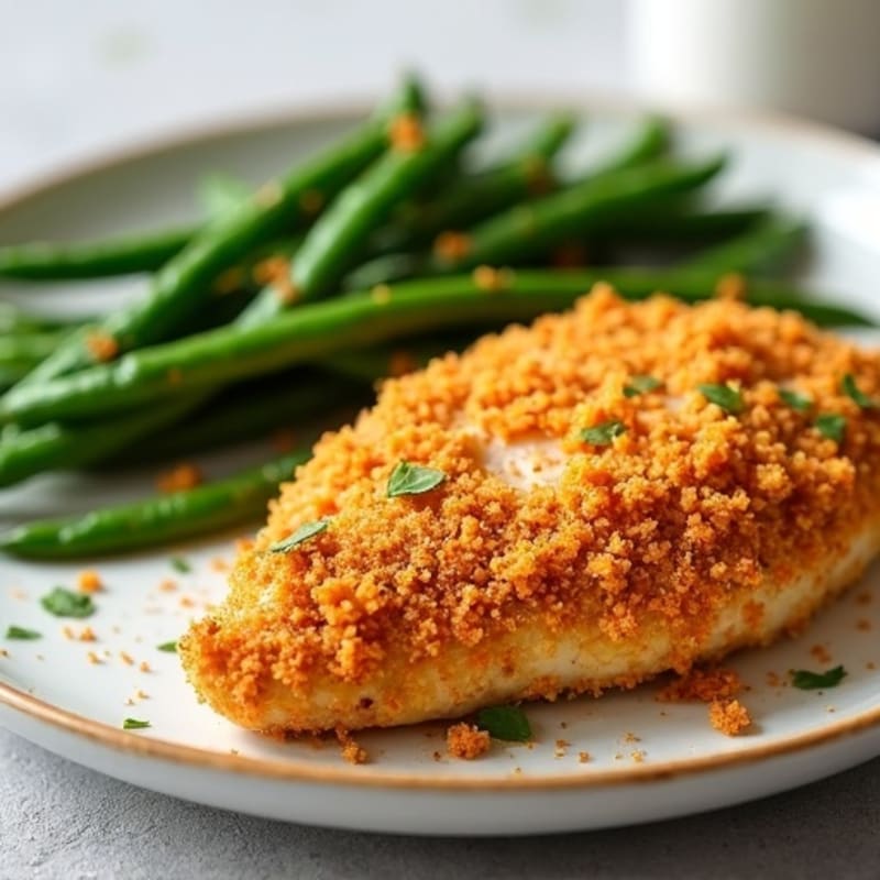 Crispy Buttermilk Baked Chicken with Roasted Green Beans