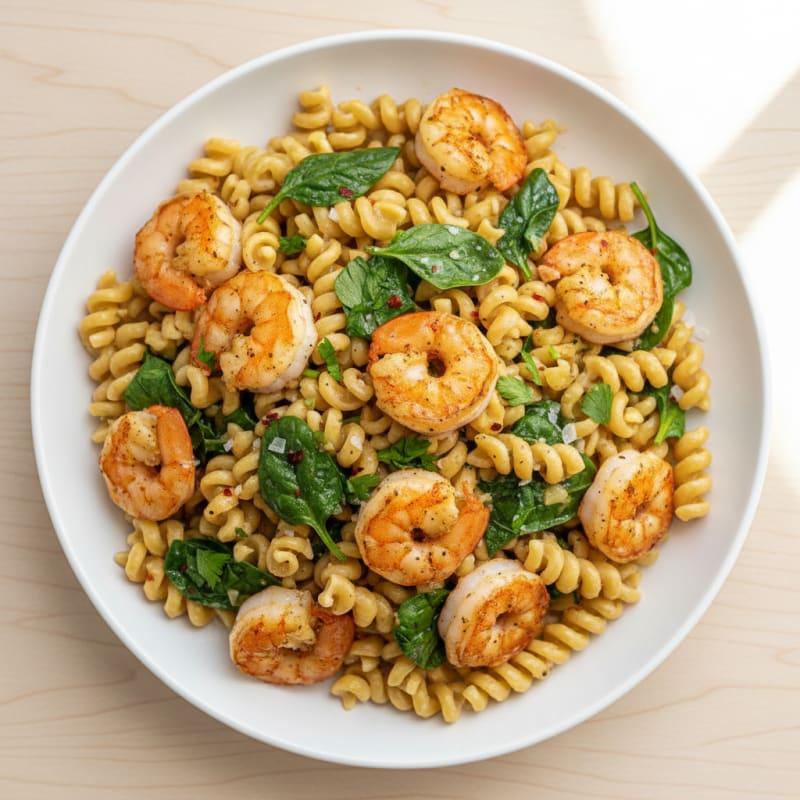 Garlic Herb Butter Pasta with Seared Shrimp