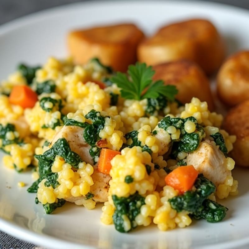 Chicken and Spinach Egg White Scramble