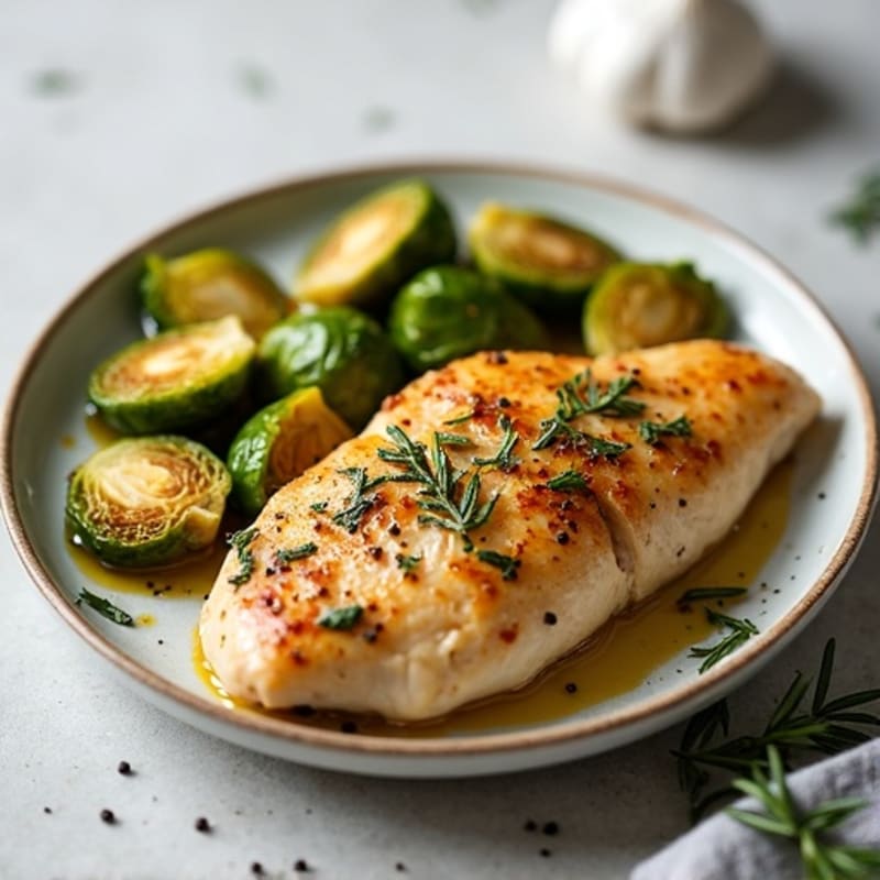 Herb-Roasted Chicken Breast with Crispy Brussels Sprouts