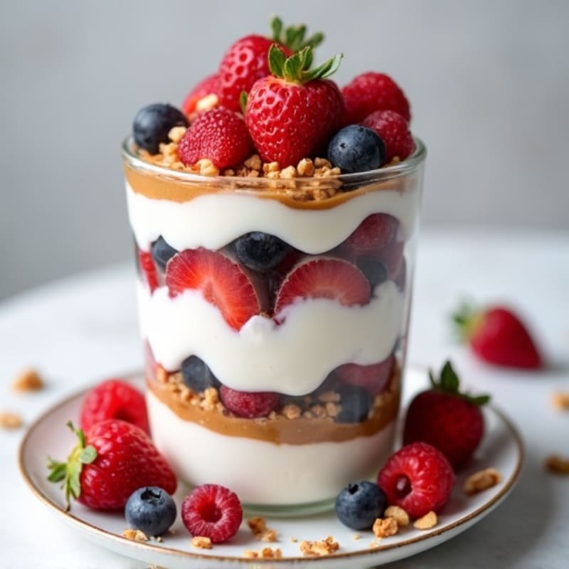 Greek Yogurt Parfait with Mixed Berries and Almond Butter