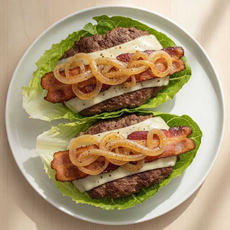 Double Bacon Cheeseburger with Caramelized Onions