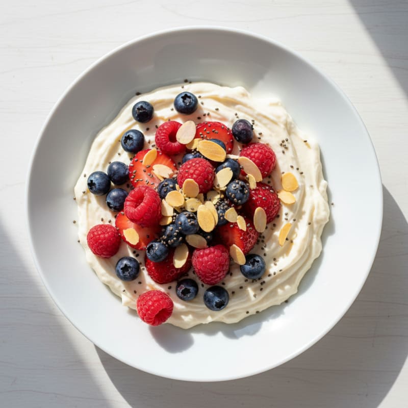 Silky Greek Yogurt Protein Pudding with Mixed Berries