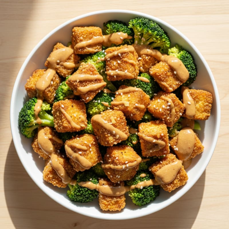 Crispy Baked Tofu with Peanut Sauce