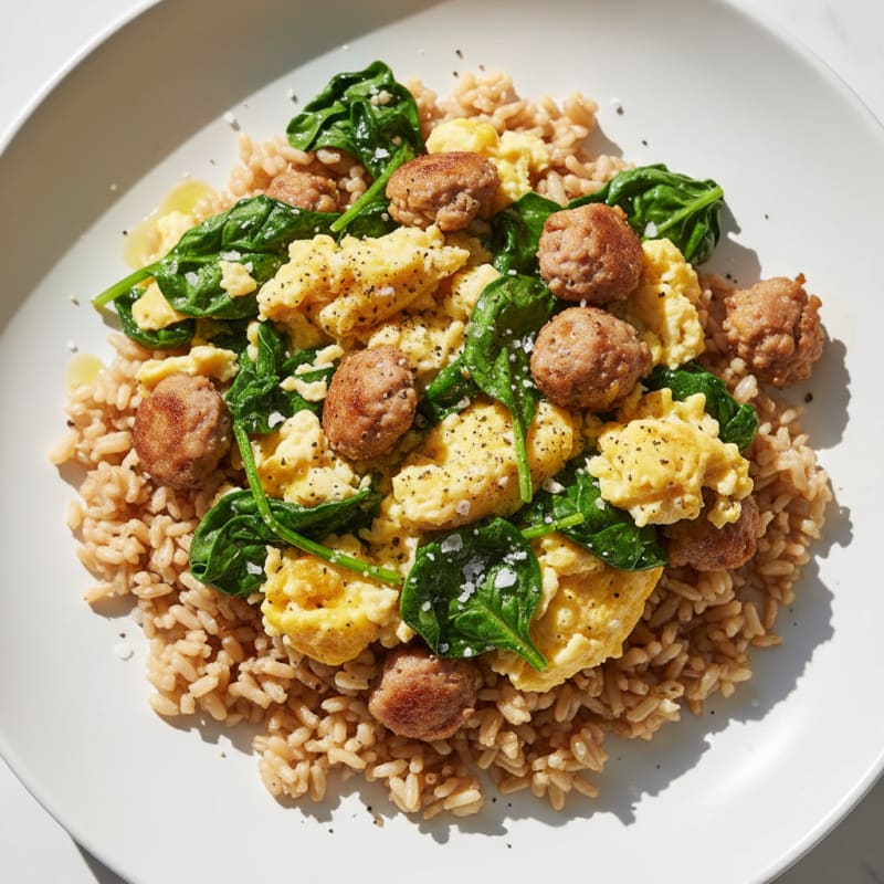 Sausage and Spinach Egg Scramble