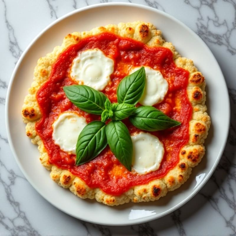 Cauliflower Crust Margherita Pizza with Fresh Basil