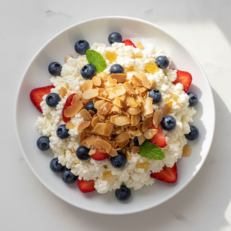 Cottage Cheese Berry Parfait with Almond Crunch