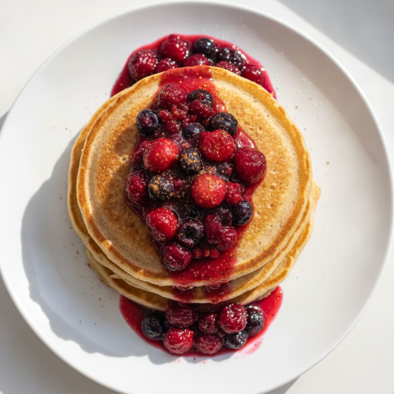Fluffy Buttermilk Pancakes with Berry Compote
