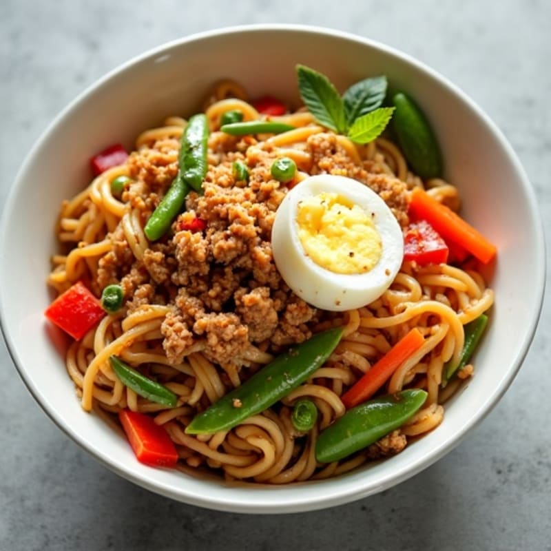 Spicy Ginger-Garlic Ground Turkey Noodle Bowl