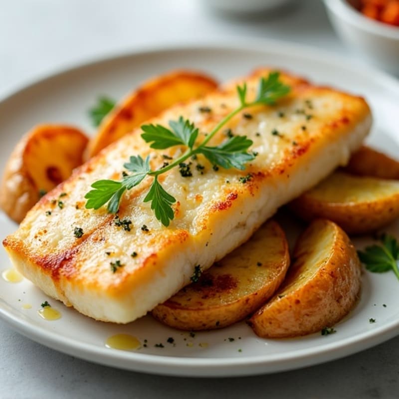 Crispy Baked Cod with Roasted Potato Wedges