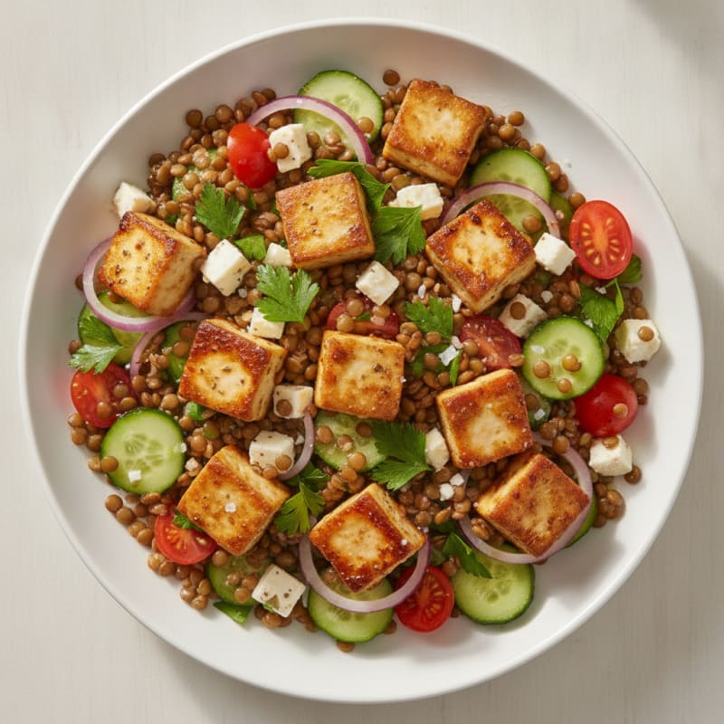 Mediterranean Lentil Tofu Salad