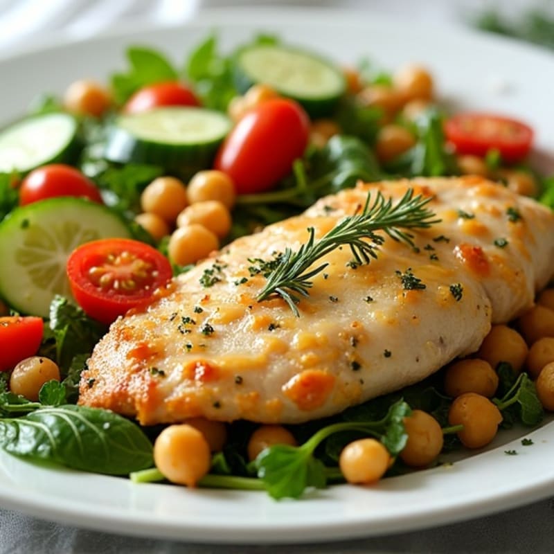 Lemon-Herb Roasted Chicken and Crispy Chickpea Salad