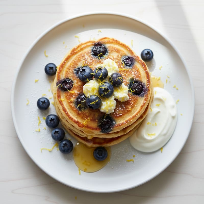 Blueberry Ricotta Pancakes with Lemon Zest