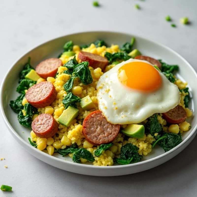 Egg White Scramble with Spinach and Turkey Sausage