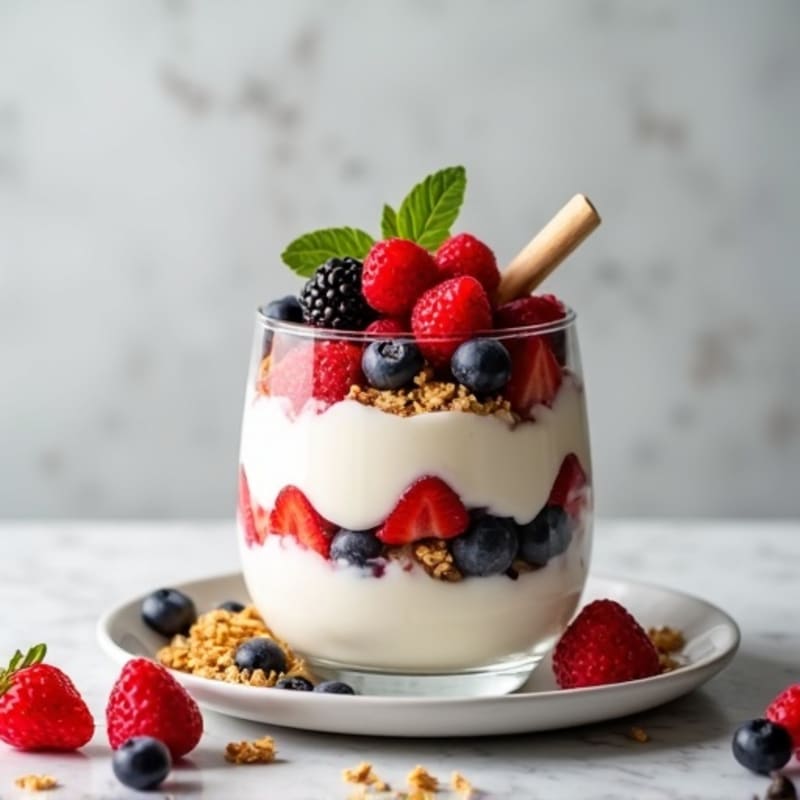 Greek Yogurt Protein Parfait with Mixed Berries