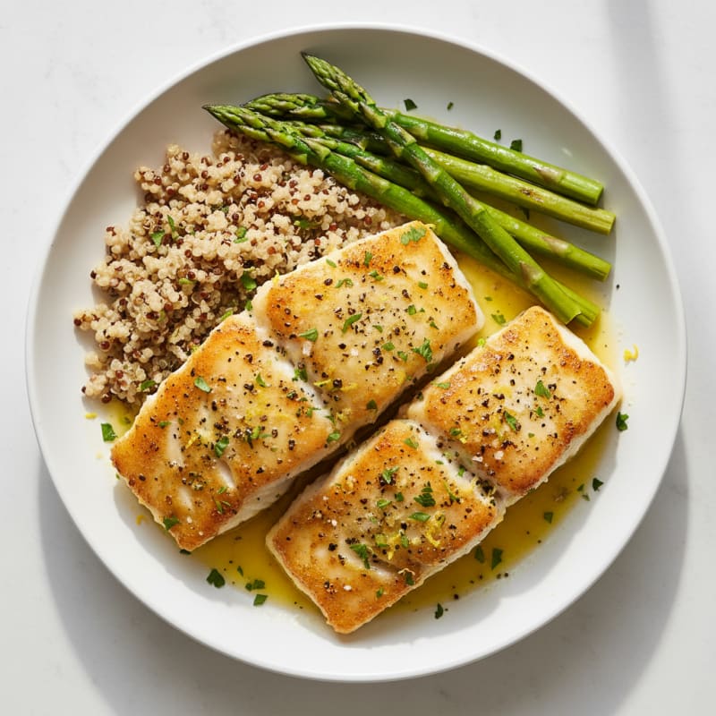 Golden Pan-Seared Lemon Herb Cod