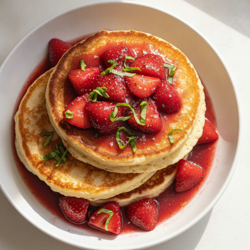 Savory Balsamic Strawberry Egg White Pancakes