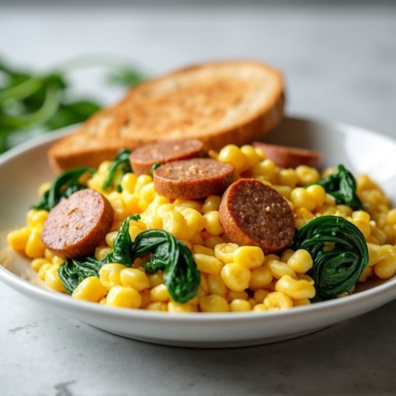 Egg White and Turkey Sausage Scramble with Spinach
