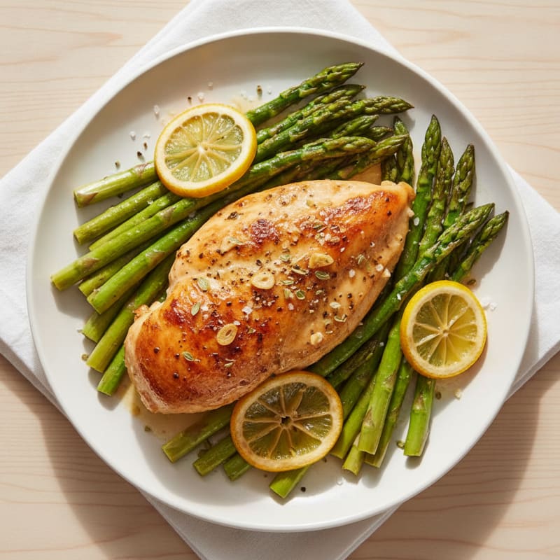 Lemon Herb Roasted Chicken with Asparagus