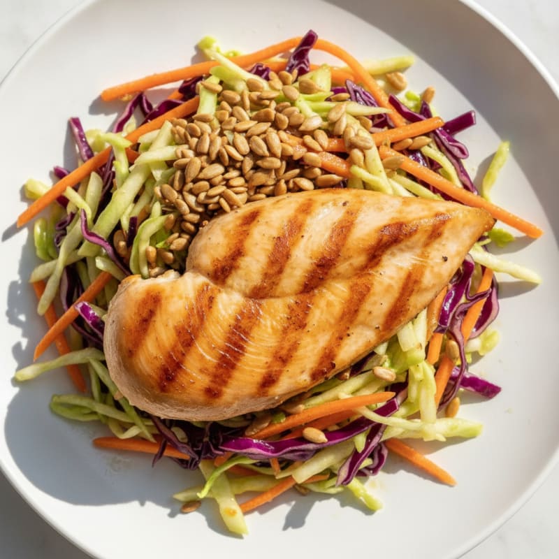 Grilled Chicken Breast with Crunchy Cabbage Slaw