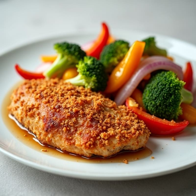 Crispy Baked Chicken with Sweet and Sour Vegetables