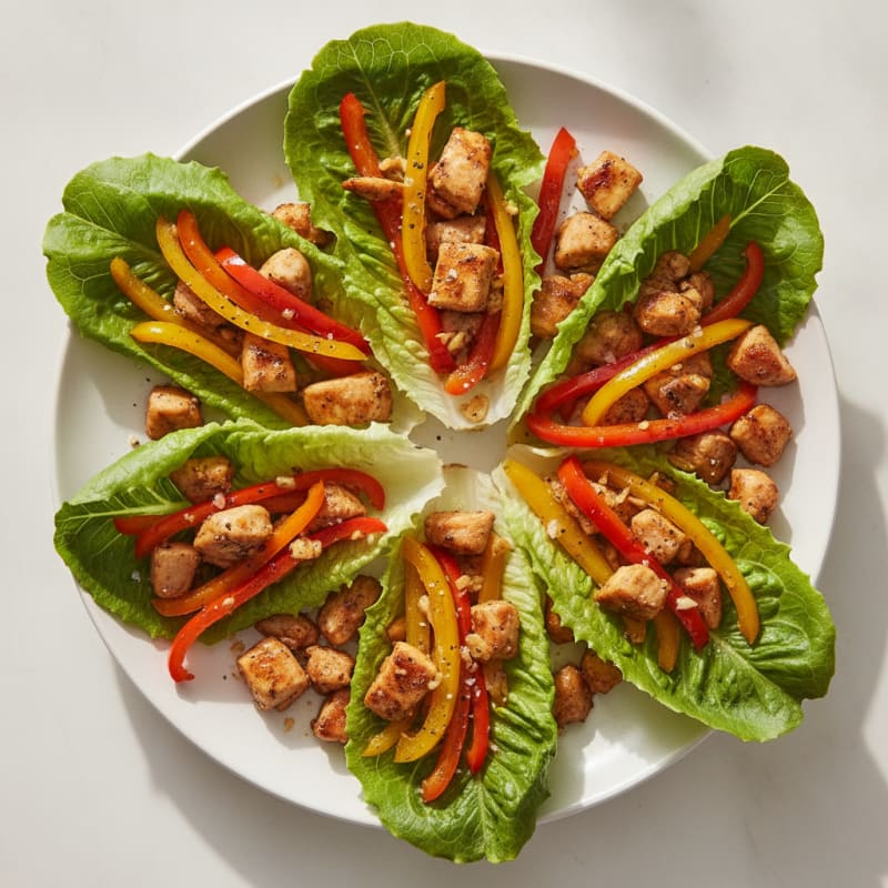 Chicken and Pepper Lettuce Wraps