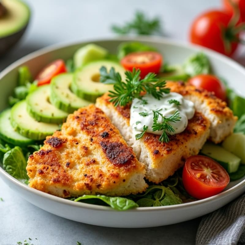 Crispy Chicken Power Salad with Creamy Herb Dressing