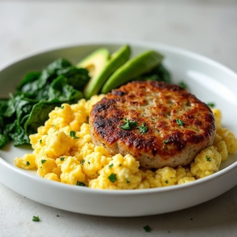 Egg White and Turkey Sausage Scramble with Spinach