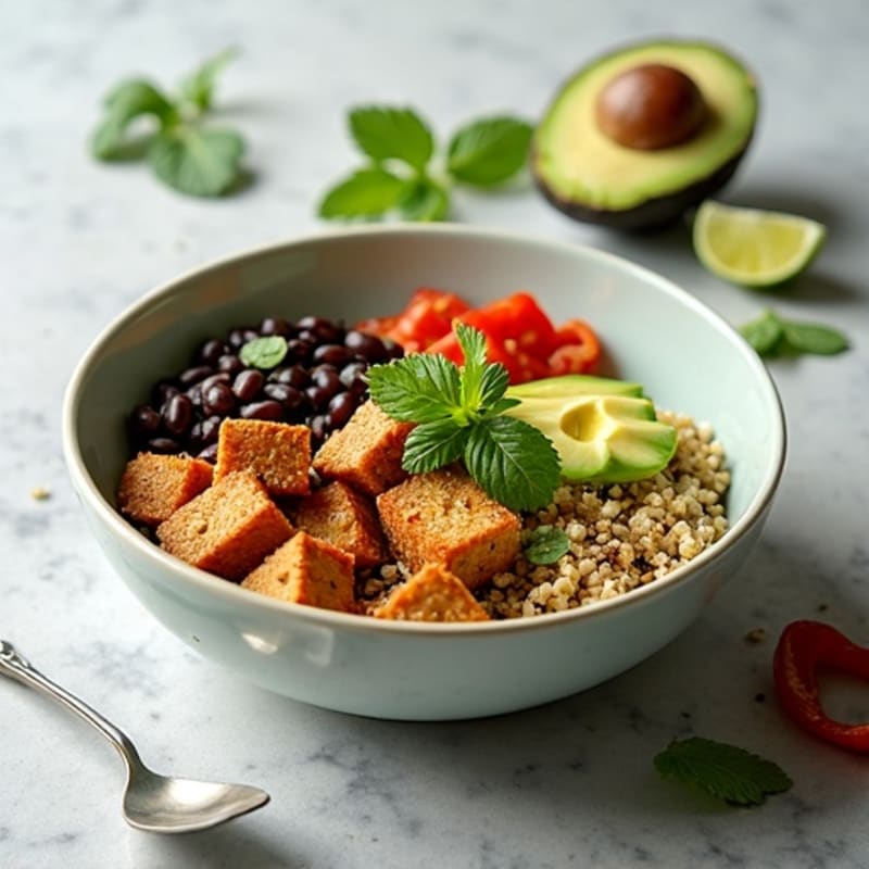 Spicy Black Bean Quinoa Bowl with Lime Avocado
