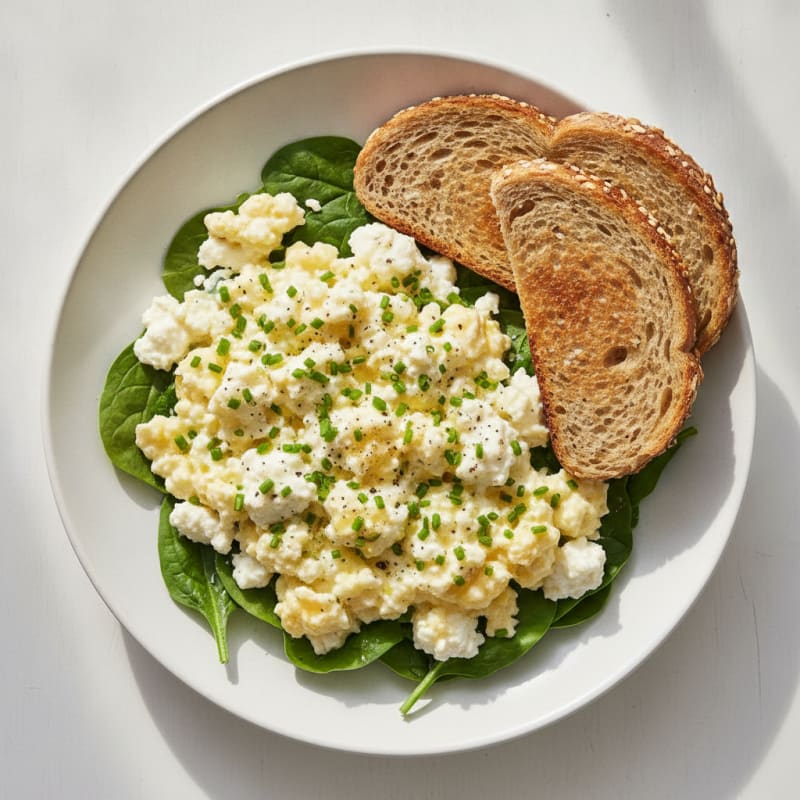 Herbed Cottage Cheese Scrambled Eggs