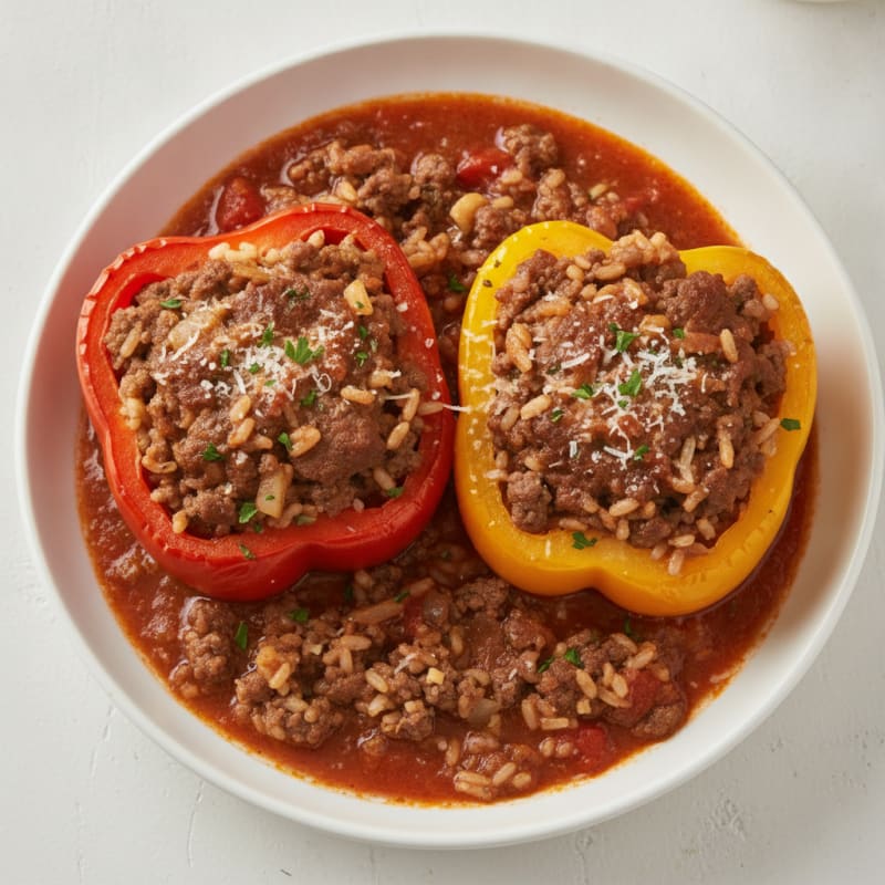 Beef and Rice Stuffed Bell Peppers