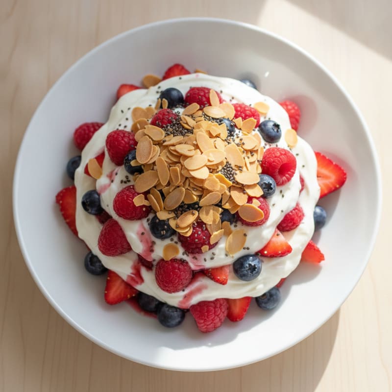 Greek Yogurt Protein Parfait with Mixed Berries