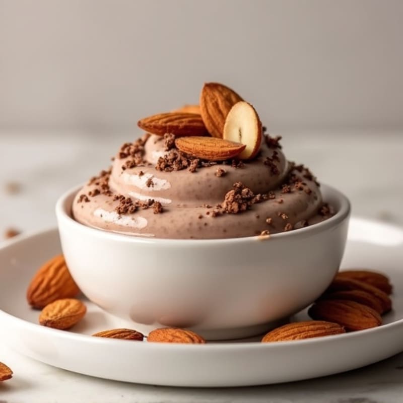 Chocolate Protein Greek Yogurt with Sliced Almonds