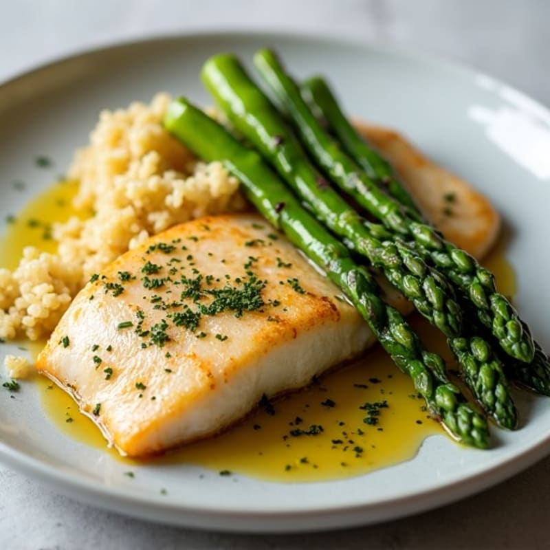 Lemon Herb Pan-Seared Basa with Roasted Asparagus