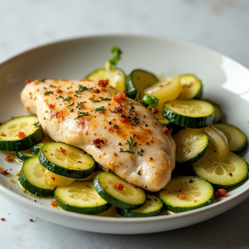 Garlic Herb Chicken with Sautéed Zucchini and Onions